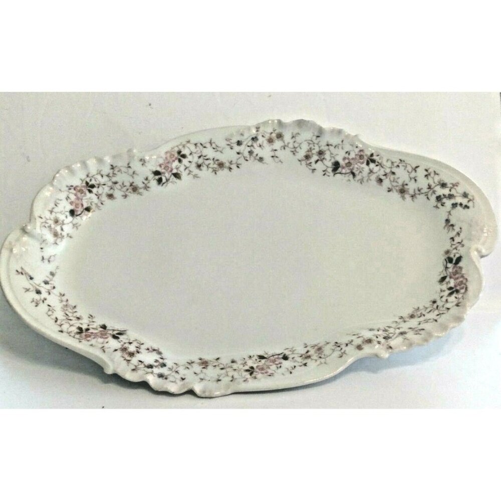 Antique Haviland Limoges 16" Serving Platter pre 1900 Pink, Blue,Yellow Forals